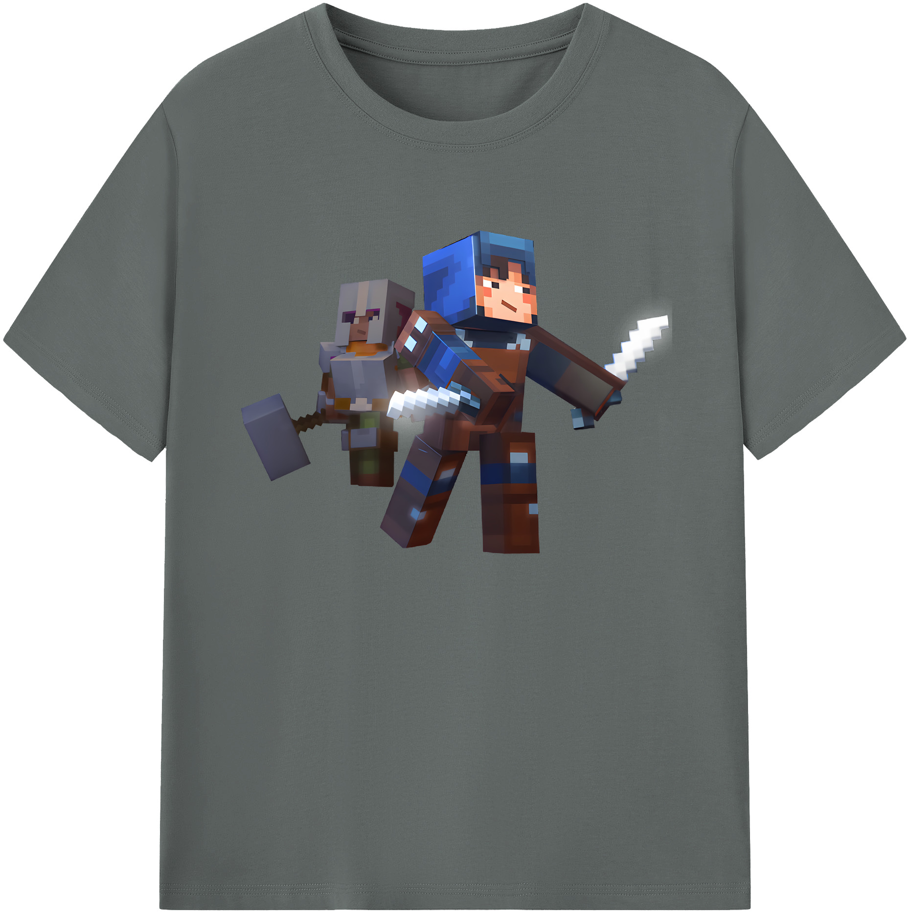 （画像用） マインクラフト ブロックの世界 Minecraft MC Block world 綿100％ メンズ半袖Tシャツ｜肌触りやわらか＆通気性